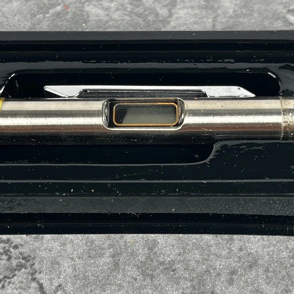 Vintage Bank of Lansing Quartz Time Pen LCD Digital Clock Silver Tone Promo Box